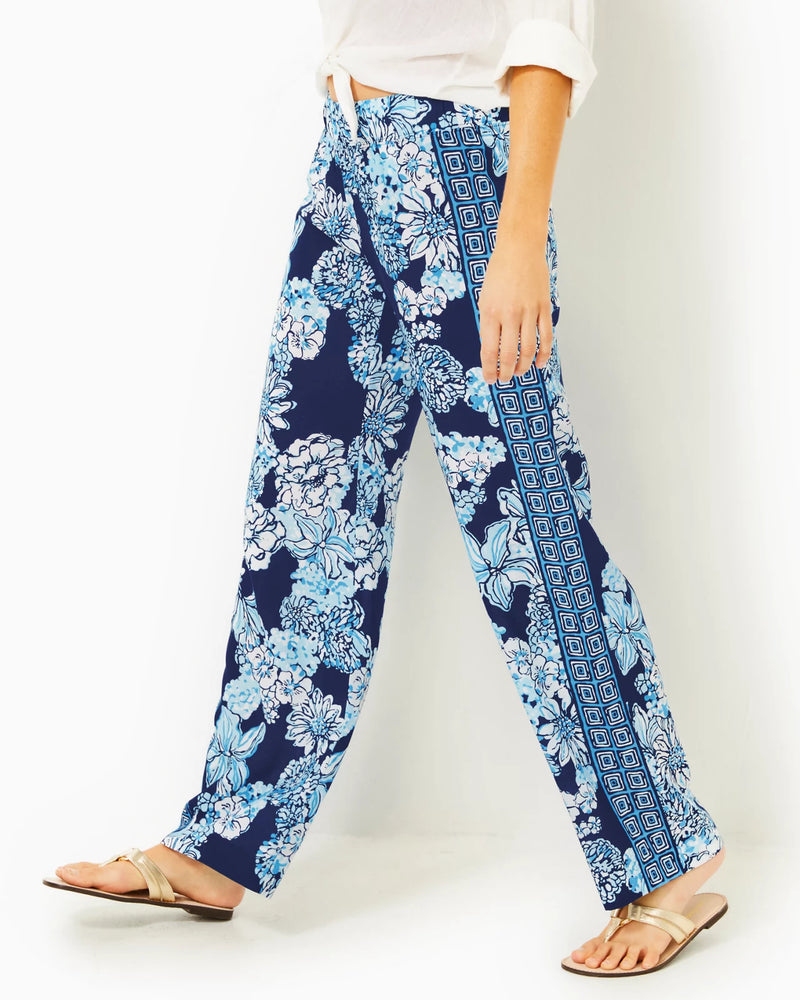 BAL HARBOUR PALAZZO LOW TIDE NAVY BOUQUET ALL DAY ENGINEERED PANT