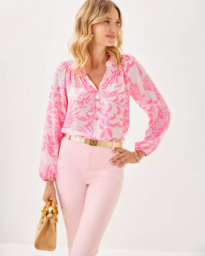 ELSA SILK TOP ROUSSEAU PINK GLISTEN IN THE SUN