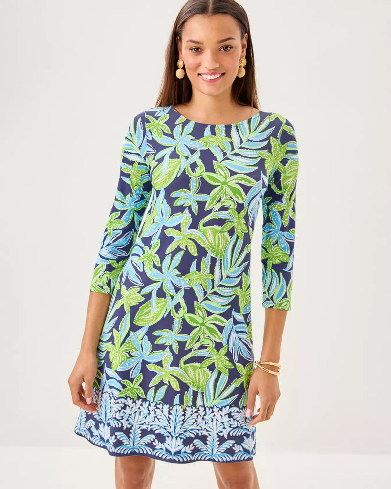 OPHELIA 3/4 SLEEVE DRESS SAPPHIRE POOL TROPICAL TANGO ENGINEERED