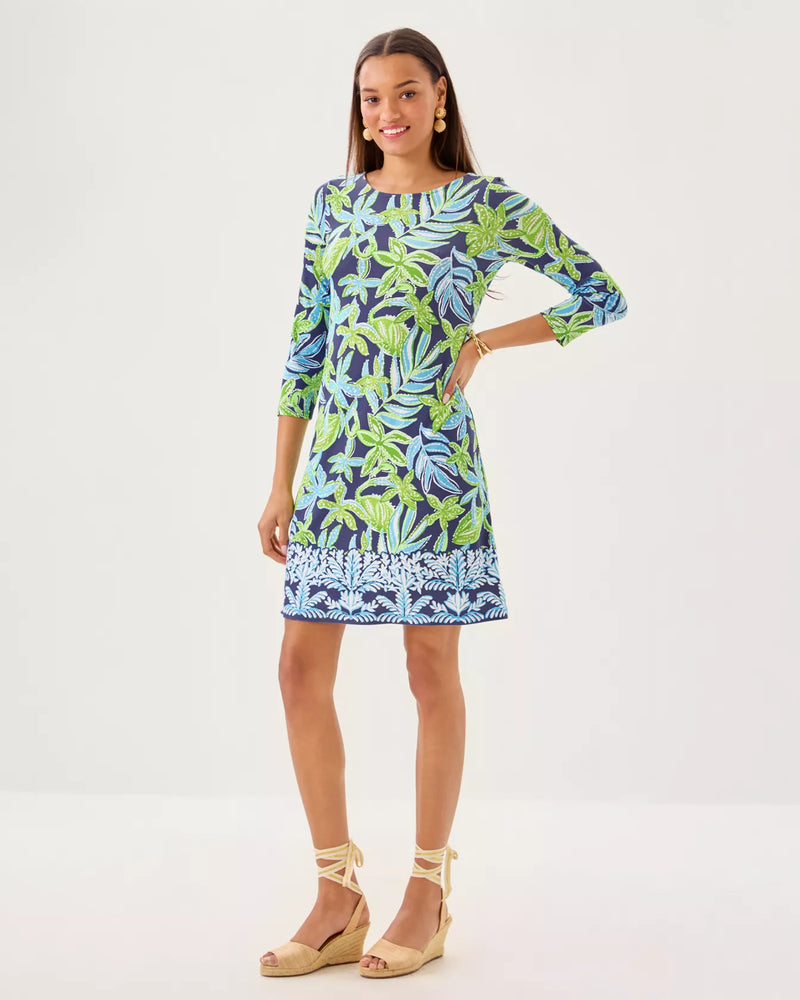 OPHELIA 3/4 SLEEVE DRESS SAPPHIRE POOL TROPICAL TANGO ENGINEERED