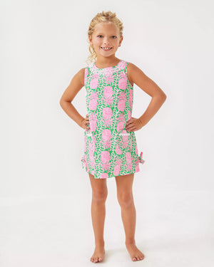 GIRLS LITTLE LILLY CLASSIC SHIFT FAUNA GREEN PARTY LIKE A PINEAPPLE