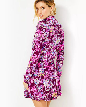 
            
                Load image into Gallery viewer, JUSTINE HALF ZIP UPF 50+ AMARENA CHERRY TROPICAL WITH A TWIST
            
        