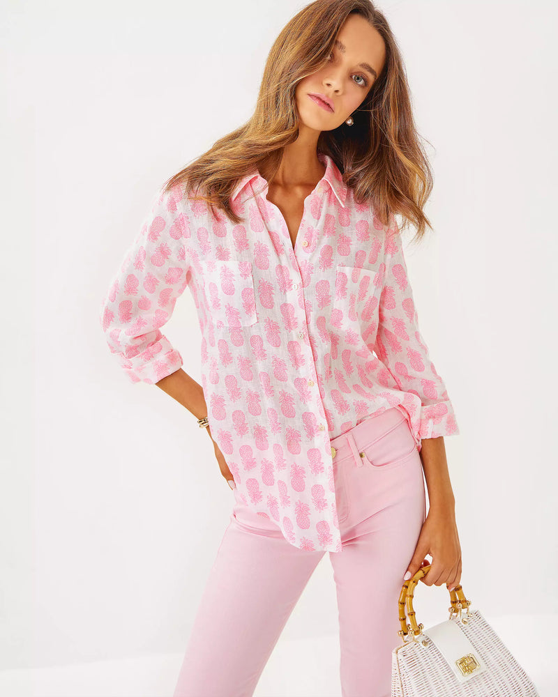 SEA VIEW BUTTON DOWN ROUSSEAU PINK SLICE OF SUNSHINE