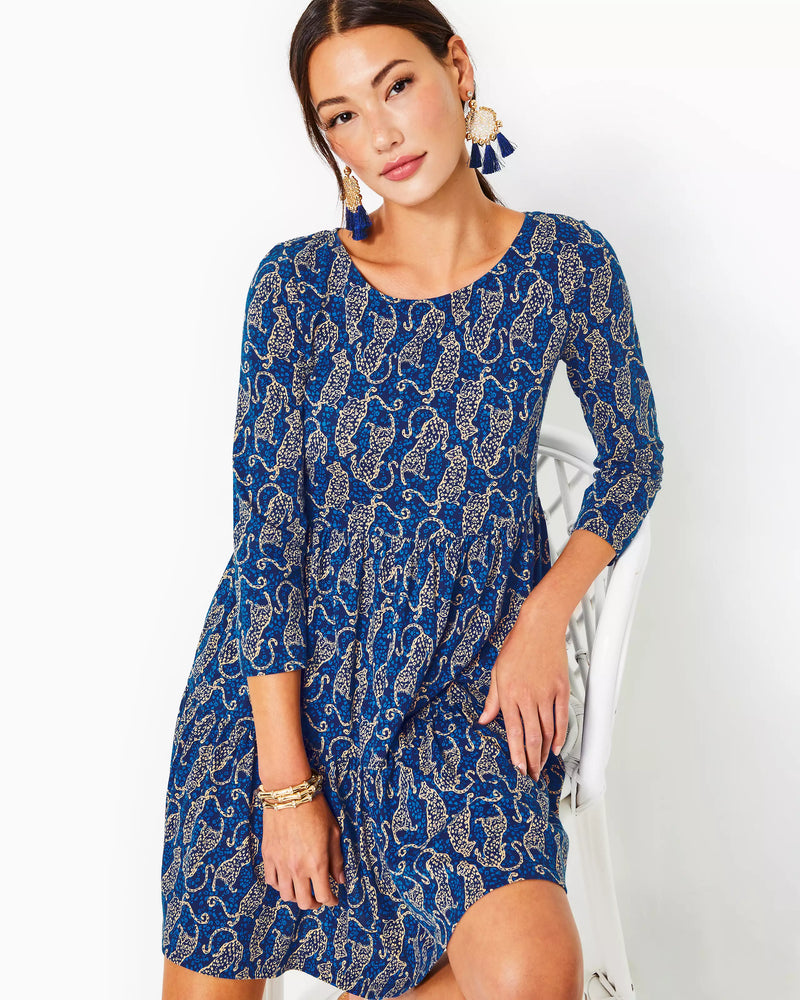 
            
                Load image into Gallery viewer, GEANNA 3/4 SLEEVE DRESS LOW TIDE NAVY EASY TO SPOT
            
        