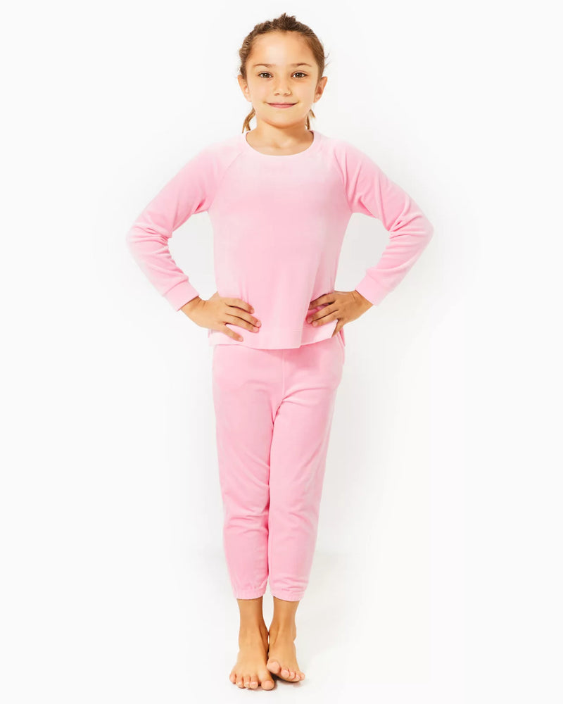 GIRLS MINI MALLIE VELOUR PANT CONCH SHELL PINK