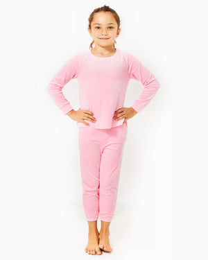 GIRLS MINI MALLIE VELOUR PANT CONCH SHELL PINK