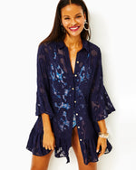 LINLEY COVERUP TRUE NAVY POLY CREPE SWIRL CLIP