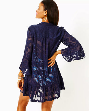 LINLEY COVERUP TRUE NAVY POLY CREPE SWIRL CLIP