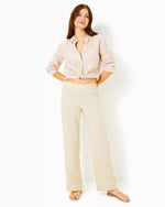 DERI LINEN PALAZZO SAND BAR X RESORT WHITE