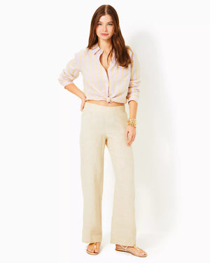 DERI LINEN PALAZZO SAND BAR X RESORT WHITE