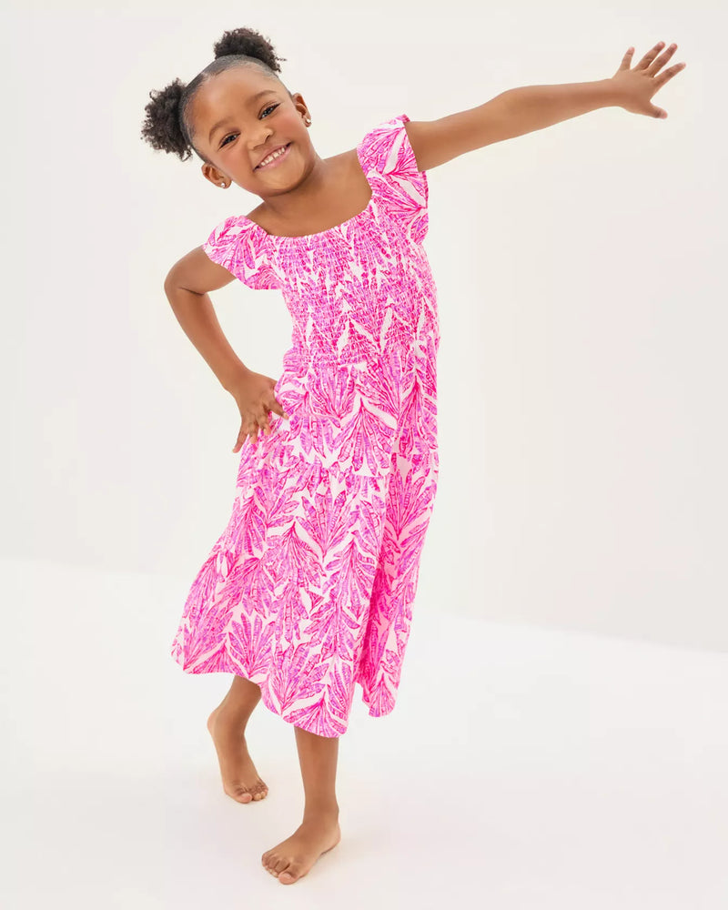 GIRLS MINI JILLY MIDI DRESS PINK BLISS SHADY BABE