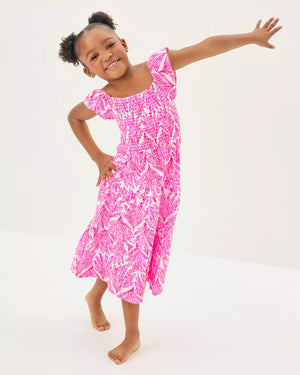 GIRLS MINI JILLY MIDI DRESS PINK BLISS SHADY BABE
