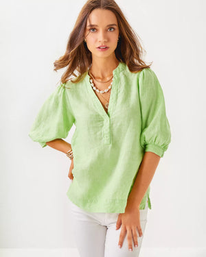 MIALEIGH ELBOW SLEEVE LIN JADE LIME X RESORT WHITE