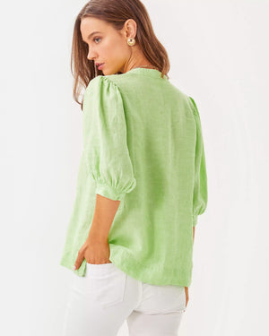 MIALEIGH ELBOW SLEEVE LIN JADE LIME X RESORT WHITE