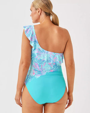 CAELUM RUFFLE ONE PIECE MULTI VIA DEL MAR ENGINEERED ONE PIECE
