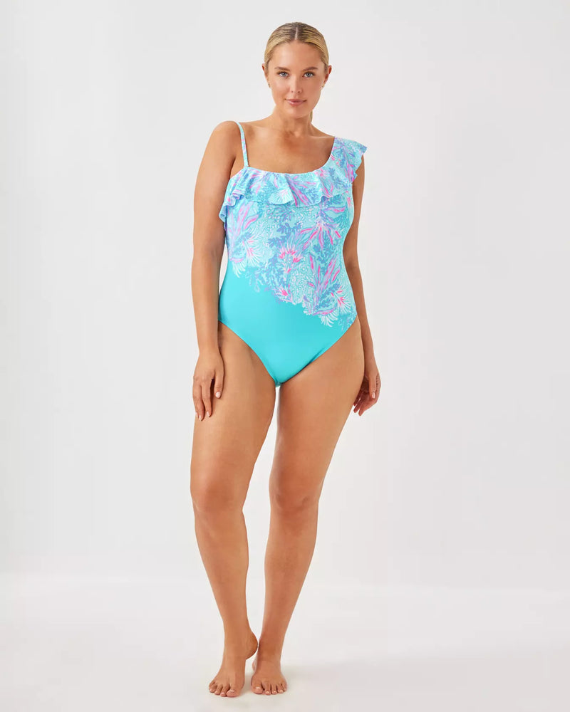 CAELUM RUFFLE ONE PIECE MULTI VIA DEL MAR ENGINEERED ONE PIECE