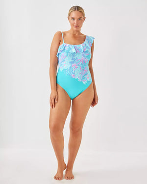 CAELUM RUFFLE ONE PIECE MULTI VIA DEL MAR ENGINEERED ONE PIECE