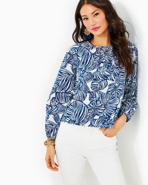RILYNN LONG SLEEVE COTTON AEGEAN NAVY BEACH PATH