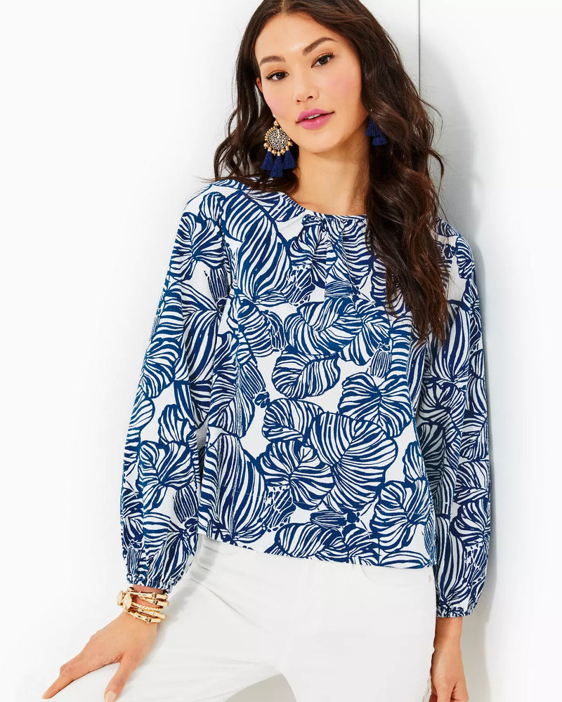 
            
                Load image into Gallery viewer, RILYNN LONG SLEEVE COTTON AEGEAN NAVY BEACH PATH
            
        