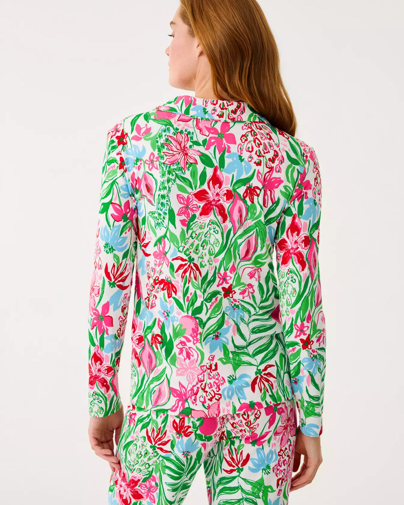 PJ KNIT LS BUTTON-UP TOP MULTI GLOWING GARDENS