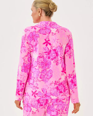 PJ KNIT LS BUTTON-UP TOP PARIGI PINK SUPPORTING SQUAD