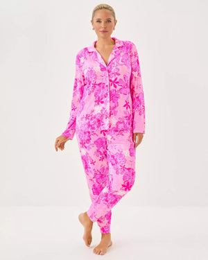 PJ KNIT LS BUTTON-UP TOP PARIGI PINK SUPPORTING SQUAD