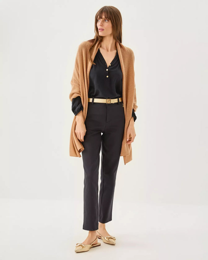 LANELLE CASHMERE WRAP HEATHERED RATTAN METALLIC