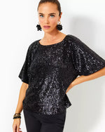 CRESSIDA KNIT TOP NOIR TREASURE BOX SEQUIN KNIT