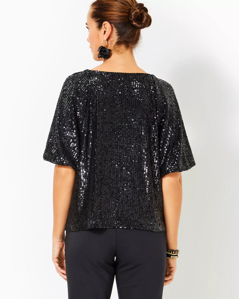 CRESSIDA KNIT TOP NOIR TREASURE BOX SEQUIN KNIT