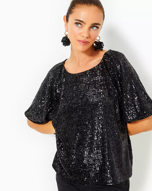 CRESSIDA KNIT TOP NOIR TREASURE BOX SEQUIN KNIT