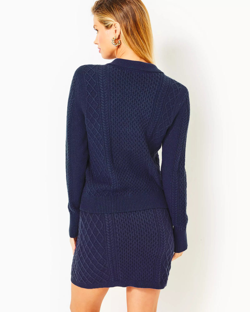 LIZONA CABLED SWEATER SKIRT LOW TIDE NAVY