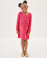 GIRLS LOLO SWEATER DRESS CHERRY RED METALLIC MARL