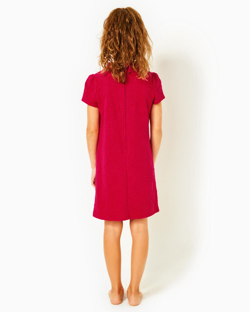 
            
                Load image into Gallery viewer, MINI DAISEE DRESS POINSETTIA RED KNIT PUCKER JACQUARD
            
        