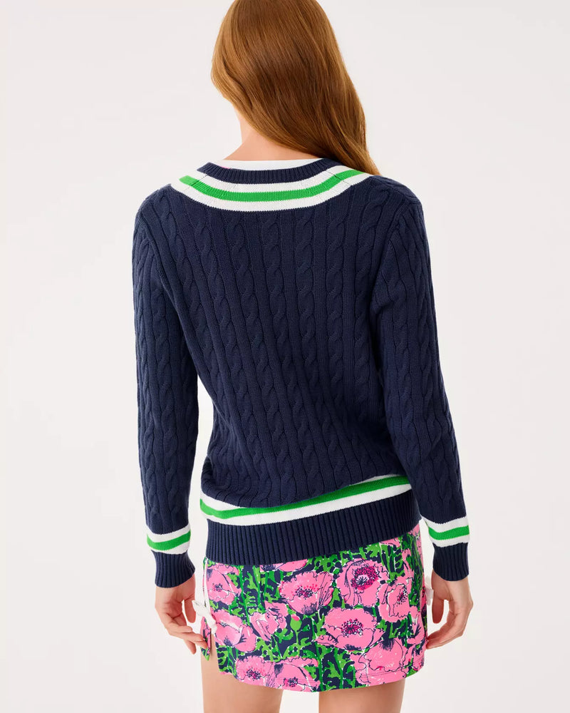 BROCKTON SWEATER LOW TIDE NAVY X JOLIE GREEN TIPPING