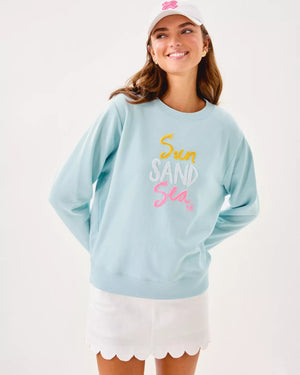 BALLAD LONG SLEEVE SWEATSHIRT BLUETTE SUN SAND SEA EMBROIDERY