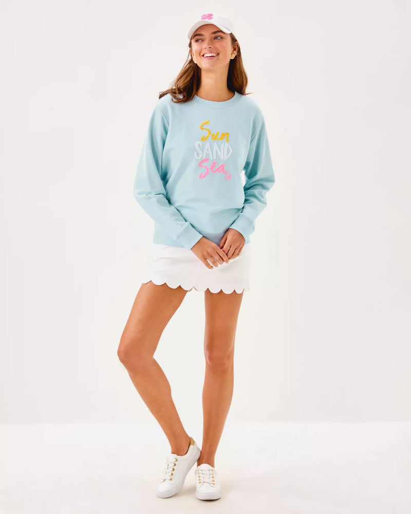 BALLAD LONG SLEEVE SWEATSHIRT BLUETTE SUN SAND SEA EMBROIDERY