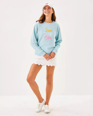 BALLAD LONG SLEEVE SWEATSHIRT BLUETTE SUN SAND SEA EMBROIDERY