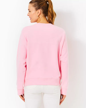 BALLAD LONG SLEEVE SWEATSHIRT CONCH SHELL PINK HEARTS EMBELLISHMENT