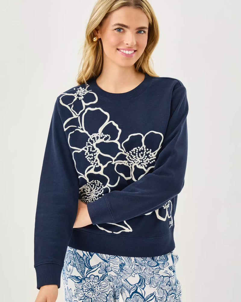 BALLAD LONG SLEEVE SWEATSHIRT LOW TIDE NAVY GO BIG EMBROIDERY