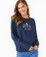 BALLAD LONG SLEEVE SWEATSHIRT LOW TIDE NAVY HOLIDAY ELEPHANT EMBROIDERY