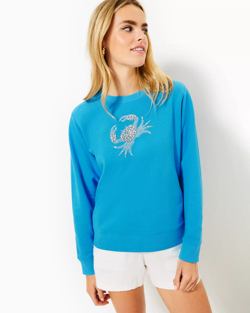 BALLAD LONG SLEEVE LUNAR BLUE CRAB EMBELLISHMENT