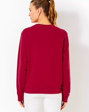 BALLAD LONG SLEEVE SWEATSHIRT MALBEC RED BOW EMBELLISHMENT