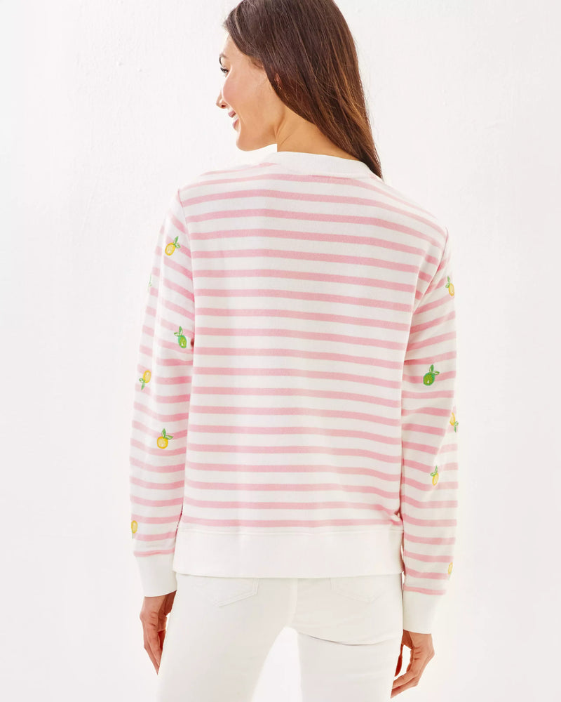 BALLAD LONG SLEEVE SWEATSHIRT PINK MUSE X RESORT WHITE MAKE LIMEADE HALF DROP EMBROIDERY