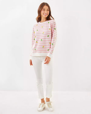 BALLAD LONG SLEEVE SWEATSHIRT PINK MUSE X RESORT WHITE MAKE LIMEADE HALF DROP EMBROIDERY