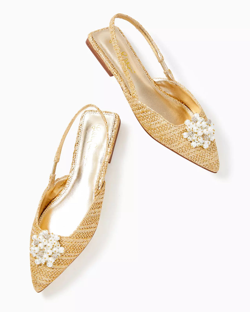 
            
                Load image into Gallery viewer, BRIT STRAW SLINGBACK GOLD METALLIC
            
        