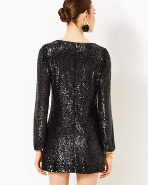 NICOLINE LONG-SLEEVE ROMPER NOIR TREASURE BOX SEQUIN KNIT