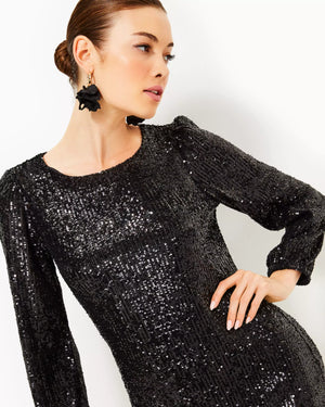 NICOLINE LONG-SLEEVE ROMPER NOIR TREASURE BOX SEQUIN KNIT