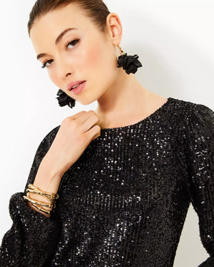 NICOLINE LONG-SLEEVE ROMPER NOIR TREASURE BOX SEQUIN KNIT