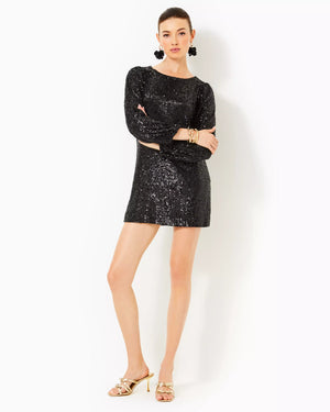 NICOLINE LONG-SLEEVE ROMPER NOIR TREASURE BOX SEQUIN KNIT