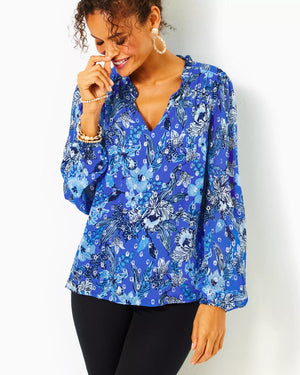 
            
                Load image into Gallery viewer, GIANA LONG SLEEVE TOP ALBA BLUE CRUISIN TOGETHER
            
        